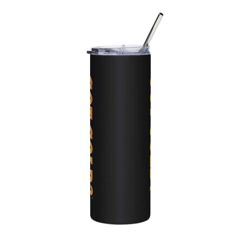 GOT GOLD? Tumbler | 20oz Stainless Steel Travel Cup, Vertical Gold Lettering on Black